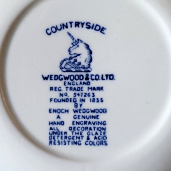 Vtg Enoch Wedgwood & Co Countryside Berry Bowl 5" Blue & White Scene - Picture 4 of 4